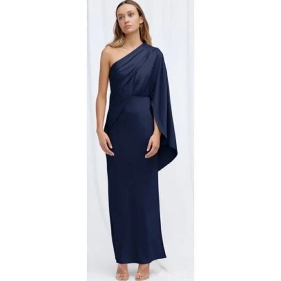 Significant Other Kelsie Gown One Shoulder Blue 10 - Picture 1 of 13